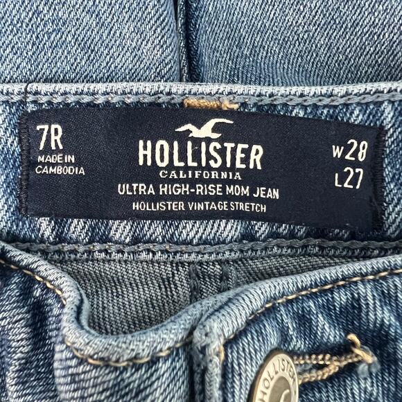 Hollister Ultra High Rise Mom Jean Vintage Stretch Raw Hem Womens Size 28 - Picture 2 of 12